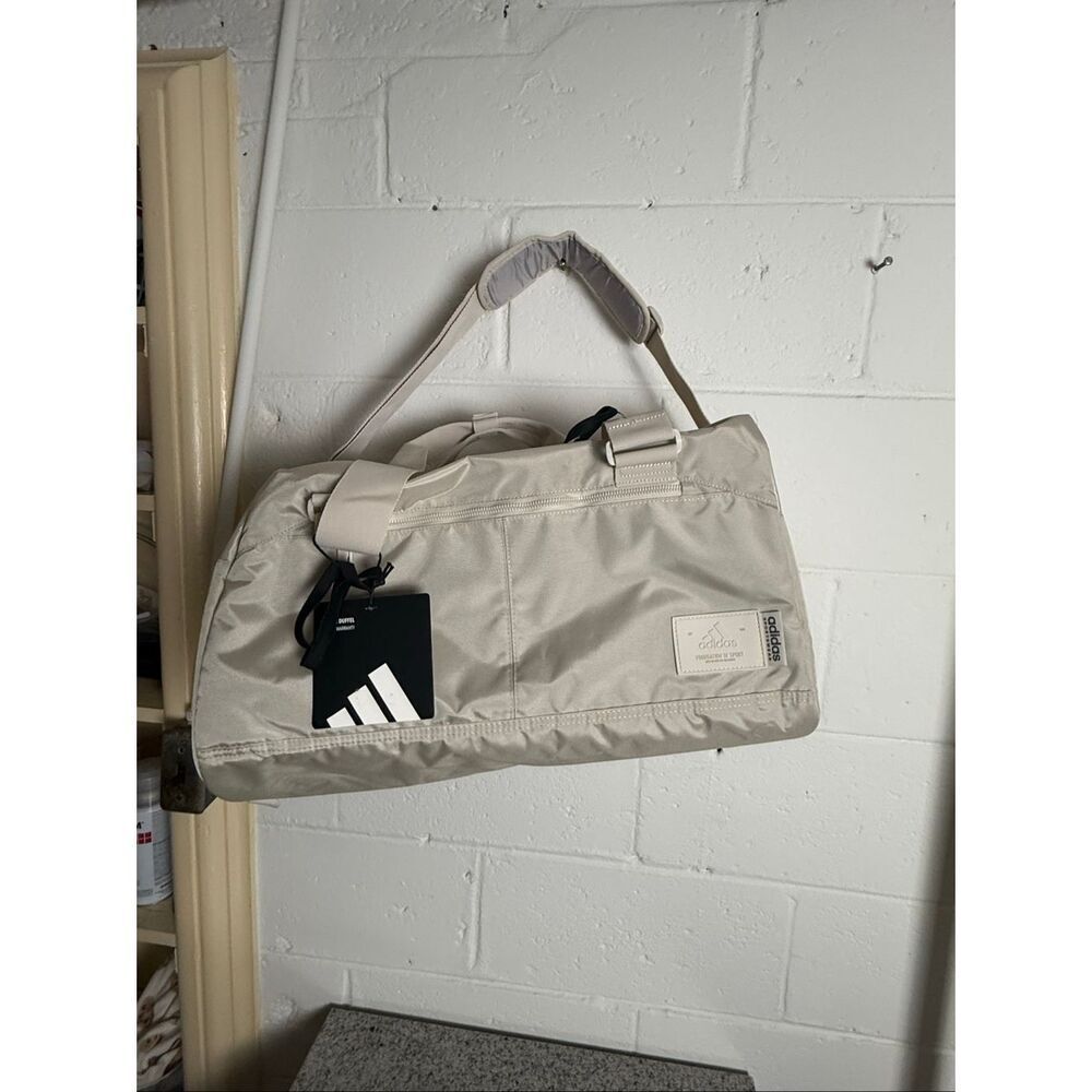 Adidas Aluminia Beige Lounge Duffel Bag NWT Travel Gym Weekender Neutral Minimal